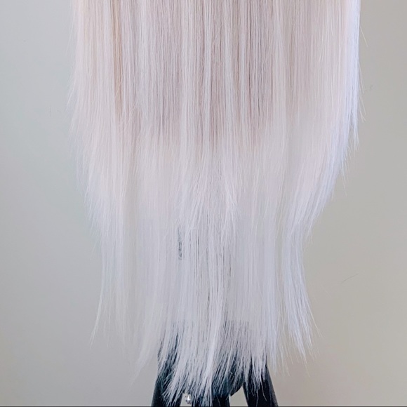 Long 36” Ombre Mocha Platinum Color Premium Fiber Lace Front Wig - Picture 13 of 13